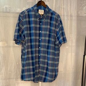 St. John Navy and White Plaid Button-Down Shirt